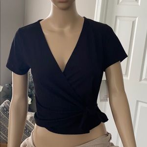 Black Wrap Midriff top